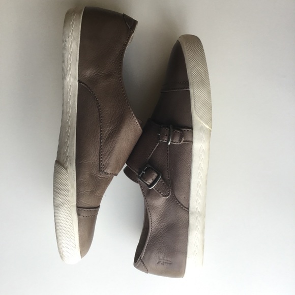 Frye Mindy Monk Leather Sneakers Grey Size 6.5M - Picture 5 of 10